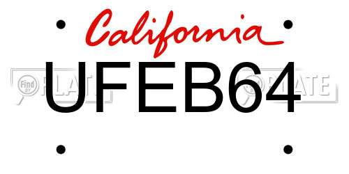 UFEB64 California License Plate