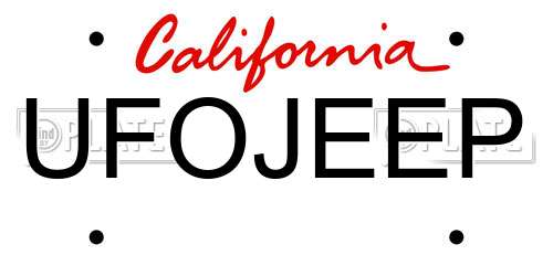 UFOJEEP California License Plate