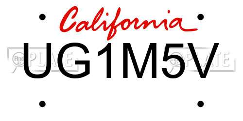 UG1M5V California License Plate