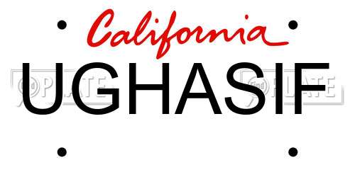 UGHASIF California License Plate