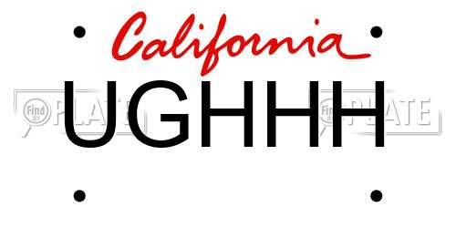 UGHHH California License Plate