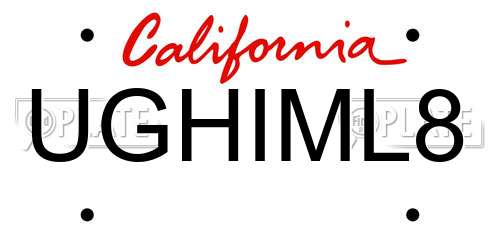 UGHIML8 California License Plate