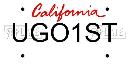 UGO1ST California License Plate