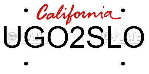 UGO2SLO California License Plate