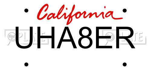 UHA8ER California License Plate
