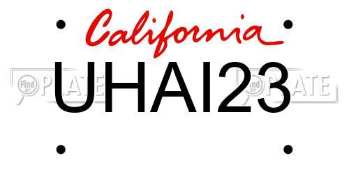 UHAI23 California License Plate
