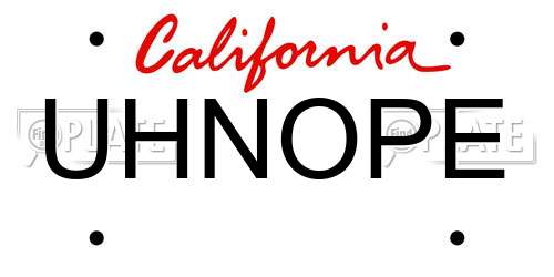 UHNOPE California License Plate