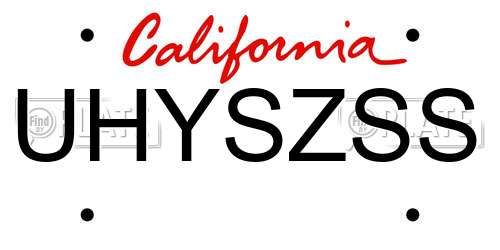 UHYSZSS California License Plate