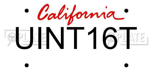 UINT16T California License Plate