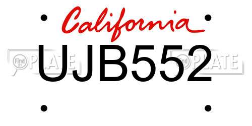 UJB552 California License Plate
