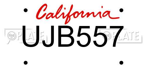 UJB557 California License Plate