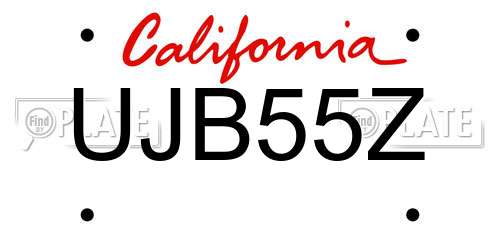 UJB55Z California License Plate