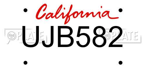 UJB582 California License Plate
