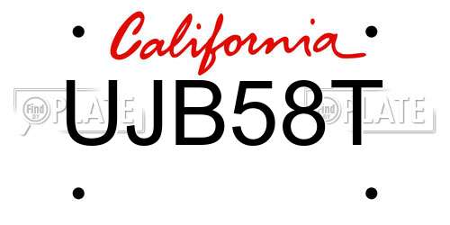 UJB58T California License Plate