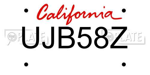 UJB58Z California License Plate