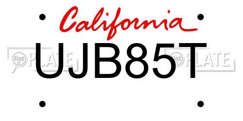 UJB85T California License Plate