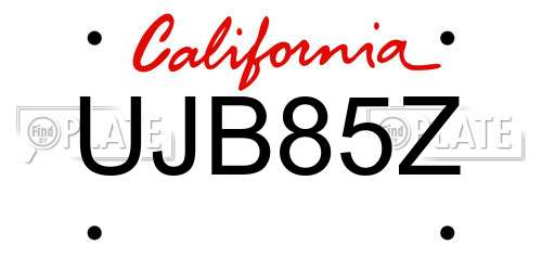 UJB85Z California License Plate