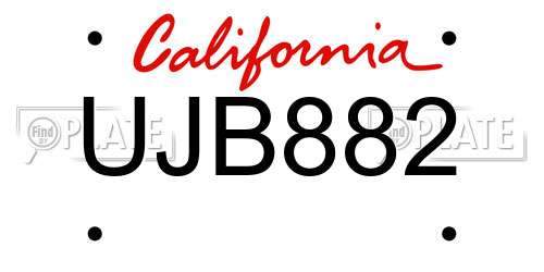 UJB882 California License Plate
