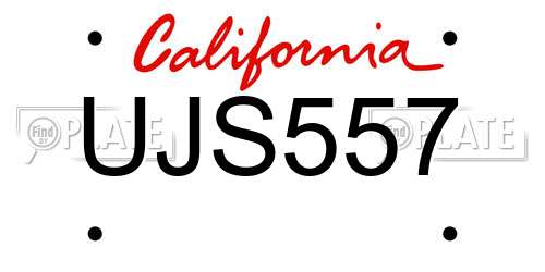 UJS557 California License Plate