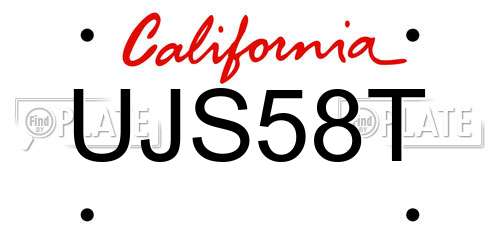 UJS58T California License Plate