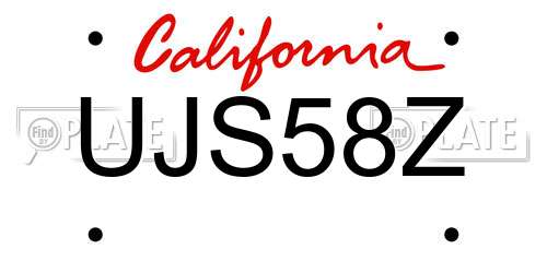UJS58Z California License Plate
