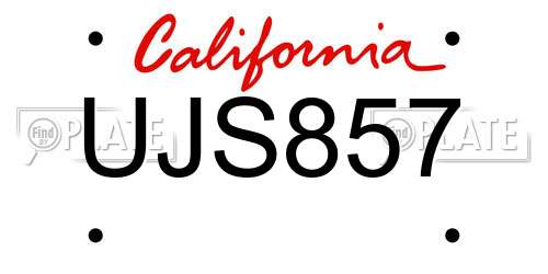 UJS857 California License Plate