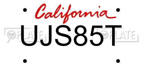 UJS85T California License Plate