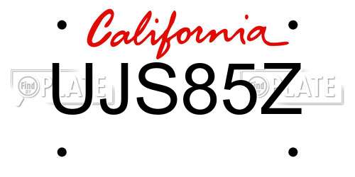 UJS85Z California License Plate