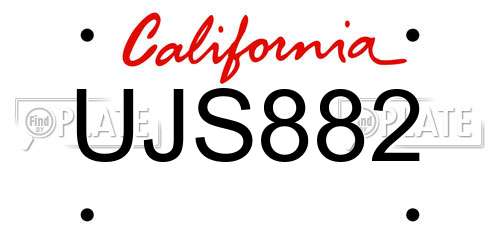 UJS882 California License Plate
