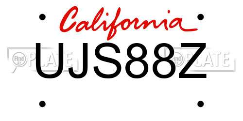 UJS88Z California License Plate