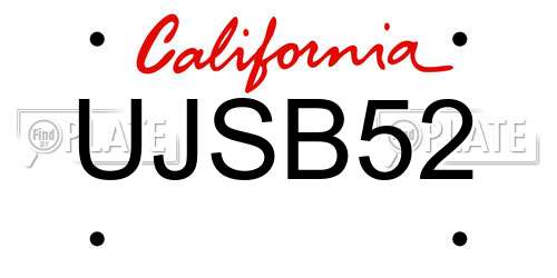 UJSB52 California License Plate