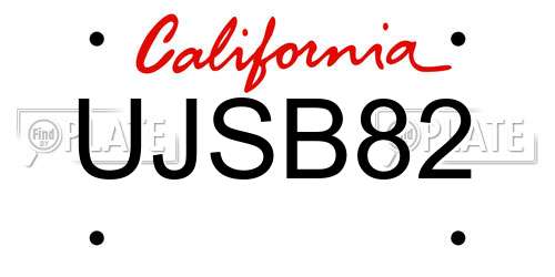 UJSB82 California License Plate