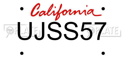 UJSS57 California License Plate