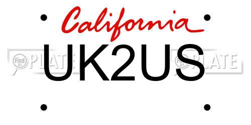 UK2US California License Plate