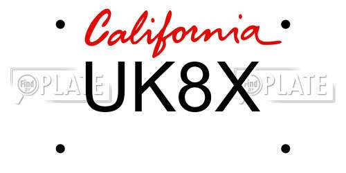 UK8X California License Plate