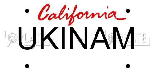 UKINAM California License Plate