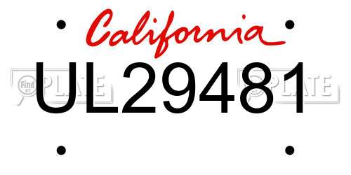 UL29481 California License Plate