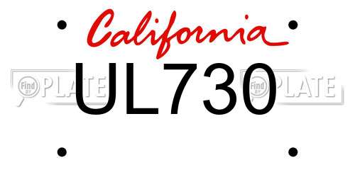 UL730 California License Plate