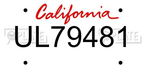 UL79481 California License Plate