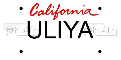 ULIYA California License Plate