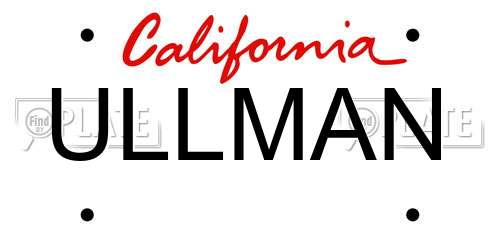 ULLMAN California License Plate