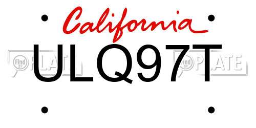 ULQ97T California License Plate