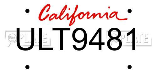 ULT9481 California License Plate
