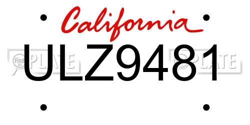 ULZ9481 California License Plate