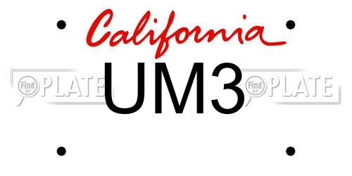 UM3 California License Plate