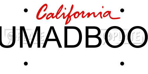 UMADBOO California License Plate