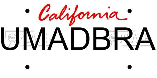 UMADBRA California License Plate