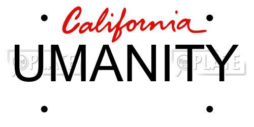 UMANITY California License Plate