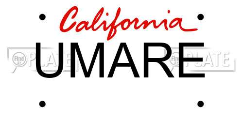 UMARE California License Plate