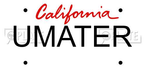 UMATER California License Plate